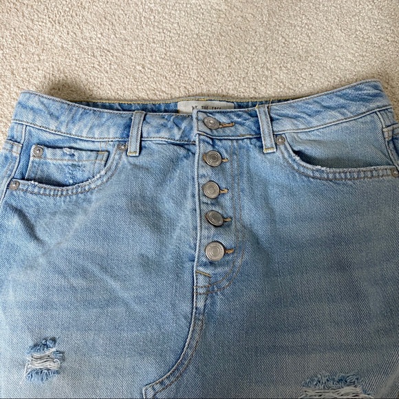 NWOT Free People buttonfly denim skirt - Picture 4 of 6